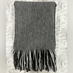 Black and Gray Striped Alpaca Knit Scarf - Made in Peru